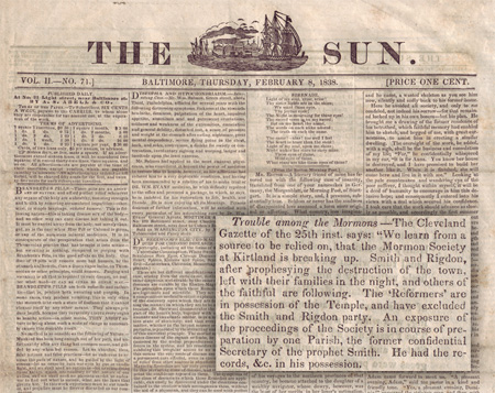 19th century newspaper mormon articles sun collections